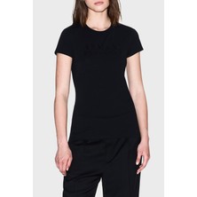 Armani Exchange Taşlı Logolu % 100 Pamuk Slim Bit Bisiklet Yaka  T Shirt Bayan T Shirt XW001349 AF17173 UC001