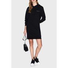 Armani Exchange Logolu Streç Pamuklu Regular Fit Kapüşonlu Mini Elbise Bayan Elbise XW001453 AF10830 MC021