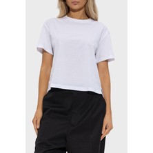 Emporio Armani % 100 Pamuk Regular Fit Bisiklet Yaka Crop T Shirt Bayan T Shirt EW002922 AF10003 U0002