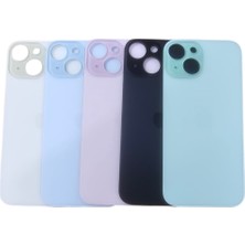 Uyumlu Iphone 15 Arka Kapak Lazer Kesim ( Pil Kapağı )  Cam - Sarı