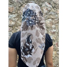 Krem Zemin Çiçek Desenli Yazma – Pamuklu, Nefes Alan Kumaş