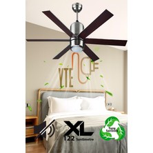 Avizeli 6 Kanatlı  60 Watt Nikel/wood Işıklı Tavan Vantilatörü