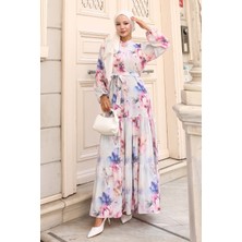 Desenli Tesettür Elbise