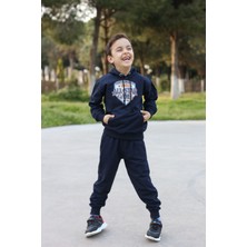 Gri Kapşonlu Çocuk  Baskılı Eşofman Takımı Unisex