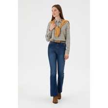 U.S. Polo Assn. Kadın Koyu Mavi Slim Flare Jean Pantolon 50308102-DN0023
