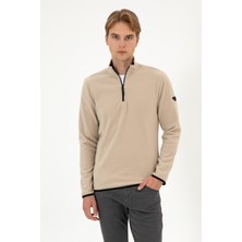 U.S. Polo Assn. Erkek Regular Fit Koyu Bej Polar Yarım Fermuarlı Basic Sweatshirt 50313777-VR088