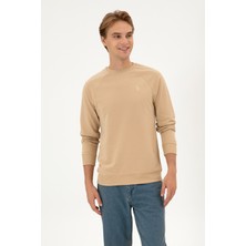 U.S. Polo Assn. Erkek Regular Fit Bisiklet Yaka Kum İnce Basic Sweatshirt 50313752-VR085