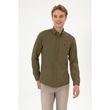 U.S. Polo Assn. Erkek Haki Uzun Kollu Basic Gömlek 50316723-VR027