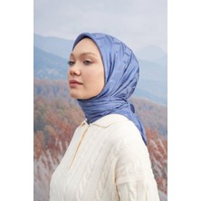 Italyan Jakar Zigzag Desen Eşarp - Indigo
