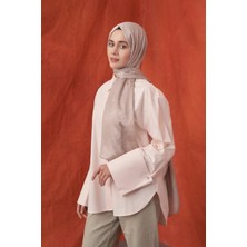 Italyan Jakar Şerit Desen Şal - Vizon