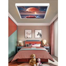 Şimşek Mcqueen Avize, 60X60 Çocuk Odası Avize, 60WATT, Estetik Kare, Yapay Zeka Tasarım Avize, Uzay