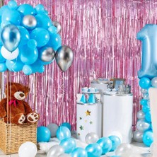 Bfs  Rose Gold Renk Ekstra Metalize Parlak Saçaklı Arka Fon Perde Ithal  1x2 Metre