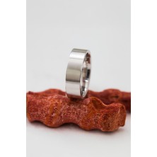 Rodyumlu Düz Kalın Unisex Gümüş Alyans