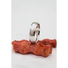 Rodyumlu Üç Şerit Unisex Gümüş Alyans