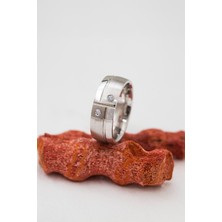 Rodyumlu Çift Çizgi Motifli Bayan Gümüş Alyans