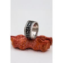 Karartmalı Motifli Bayan Gümüş Alyans