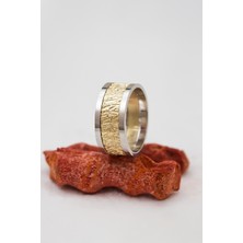 Ağaç Kabuğu Desenli Unisex Gümüş Alyans