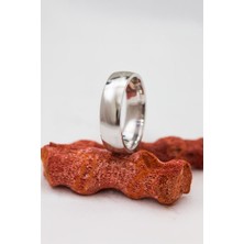 Rodyumlu Düz Kalın Unisex Gümüş Alyans