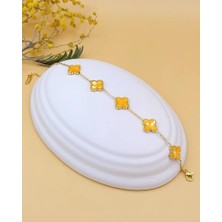 Turuncu Taşlı Gold Çift Taraflı Şansyoncası Bileklik