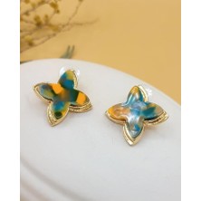 Turuncu Kelebek Çiçeği Küpe