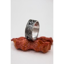 Kalpli Sonsuzluk Desenli Karartmalı Erkek Gümüş Alyans