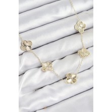 Pirinç Vıp Yonca Model Gold Renk Kadın Kolye