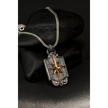 Özel Tasarım Vintage Pusula Erkek Gümüş Kolye