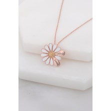 Rose Renk İsimli Papatya Gümüş Bayan Kolye