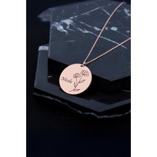 Rose Renk İsimli Lotus Çiçeği Plaka Gümüş Bayan Kolye