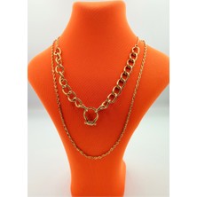 Gold Renk Zincir Figürlü Kararmaz Özel Tasarım Kolye