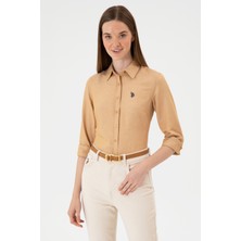 U.S. Polo Assn. Kadın Camel Uzun Kollu Basic Gömlek 50316711-VR015