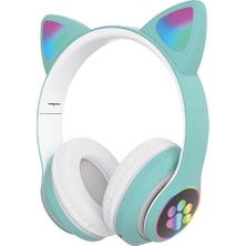 Wireless 5.0 Stereo Kedi Kulak Üstü Bluetooth Kulaklık Yeşil Blt-44