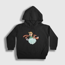 Presmono Unisex Çocuk Siyah Fox Le Petit Prince Küçük Prens Kapüşonlu Sweatshirt