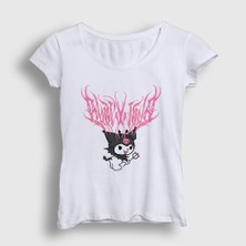Presmono Kadın Beyaz Metal Müzik Kurami Kuromi T-Shirt