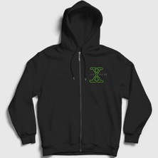 Presmono Unisex Siyah Old Logo Dizi The x Files Fermuarlı Kapüşonlu Sweatshirt