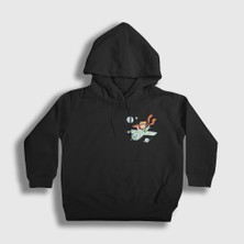 Presmono Unisex Çocuk Siyah Plane Le Petit Prince Küçük Prens Kapüşonlu Sweatshirt