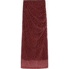 Puantiyeli Drape Detaylı Transparan Midi Etek Mürdüm
