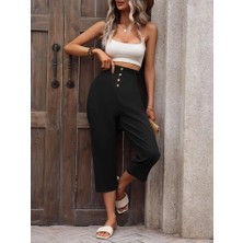 Alinn Butikk Kadın Yüksek Belli Önden Düğmeli Ithal Keten Pantolon