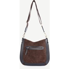 Deri Garnili Süet Omuz Çantası