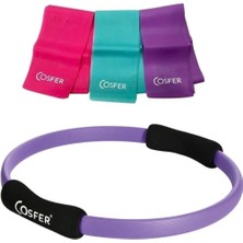 Mor Pilates Çemberi ve Bandı Seti, Esneklik ve Güç Kazandırır, Sağlıklı Yaşam Için Ideal.