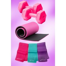 Pembe Pilates Seti: Minder, Dambıl ve Band ile Sağlıklı ve Aktif Günler