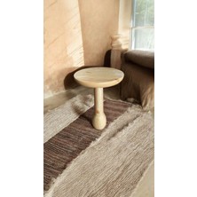 Simillo Home & Living El Yapımı Doğal Masif Ahşap Mantar Sehpa – Naturel Renk Yan Sehpa