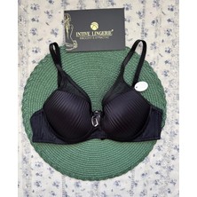 Evelyn Parlak Saten Çizgi Detaylı C Cup Balenli Desteksiz Önü Tül Detaylı Şık Sütyen (Intimmy Love)