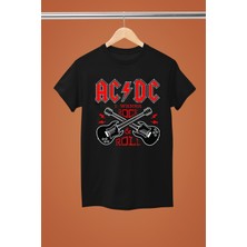 Ac/dc Baskılı Pamuklu Kısa Kollu Regular Kalıp Rock Tshırt