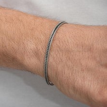 Ezme Tilki Kuyruğu Modeli 925 Ayar Gümüş Erkek Bileklik Künye