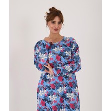 Uzun Kollu Pamuklu Süprem Kumaş Midi Boy Elbise