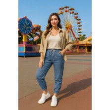 Banny Jeans Kadın Lastikli Jogger Pantolon Koyu Mavi