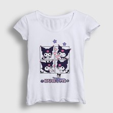 Presmono Kadın Beyaz Poses Kurami Kuromi T-Shirt