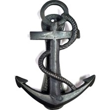 Antika Tarz Dekoratif Pirinç Halatlı, Çapa, Denizci, Gemici Kapı Tokmağı, Taktak - 170X60MM, Oksit