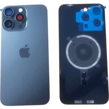Uyumlu Iphone 15 Pro Max Arka Kapak Full Kamera Camlı ( Pil Kapağı ) - Magsafe Demirli + Siyah